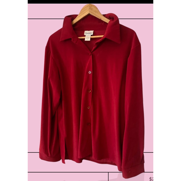 Philosophy Red Button Down Shirt Women's Size Small Vintage - Picture 1 of 5